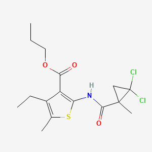 molecular formula C16H21Cl2NO3S B4848731 Propyl 2-{[(2,2-dichloro-1-methylcyclopropyl)carbonyl]amino}-4-ethyl-5-methylthiophene-3-carboxylate 