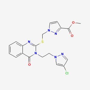 molecular formula C19H17ClN6O3S B4848901 METHYL 1-[({3-[2-(4-CHLORO-1H-PYRAZOL-1-YL)ETHYL]-4-OXO-3,4-DIHYDRO-2-QUINAZOLINYL}SULFANYL)METHYL]-1H-PYRAZOLE-3-CARBOXYLATE 