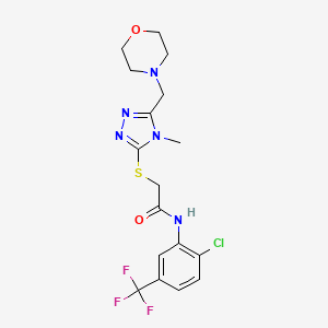 molecular formula C17H19ClF3N5O2S B4848954 N-[2-chloro-5-(trifluoromethyl)phenyl]-2-{[4-methyl-5-(morpholin-4-ylmethyl)-4H-1,2,4-triazol-3-yl]sulfanyl}acetamide 