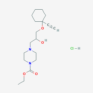 molecular formula C18H31ClN2O4 B4849040 Ethyl 4-{3-[(1-ethynylcyclohexyl)oxy]-2-hydroxypropyl}piperazine-1-carboxylate hydrochloride 