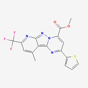 molecular formula C17H11F3N4O2S B4849543 methyl 13-methyl-4-thiophen-2-yl-11-(trifluoromethyl)-3,7,8,10-tetrazatricyclo[7.4.0.02,7]trideca-1,3,5,8,10,12-hexaene-6-carboxylate 