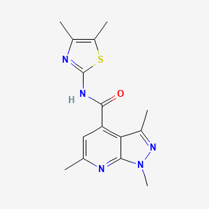 molecular formula C15H17N5OS B4849621 N-[(2Z)-4,5-dimethyl-1,3-thiazol-2(3H)-ylidene]-1,3,6-trimethyl-1H-pyrazolo[3,4-b]pyridine-4-carboxamide 