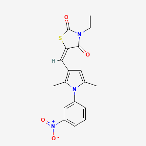 molecular formula C18H17N3O4S B4849709 (5E)-5-{[2,5-dimethyl-1-(3-nitrophenyl)-1H-pyrrol-3-yl]methylidene}-3-ethyl-1,3-thiazolidine-2,4-dione 