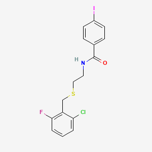 molecular formula C16H14ClFINOS B4850248 N-[2-[(2-chloro-6-fluorophenyl)methylsulfanyl]ethyl]-4-iodobenzamide 