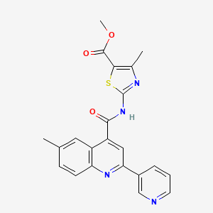 molecular formula C22H18N4O3S B4850347 METHYL 4-METHYL-2-[6-METHYL-2-(PYRIDIN-3-YL)QUINOLINE-4-AMIDO]-1,3-THIAZOLE-5-CARBOXYLATE 