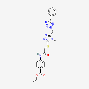 molecular formula C22H22N8O3S B4850364 ETHYL 4-[2-({4-METHYL-5-[(5-PHENYL-2H-1,2,3,4-TETRAZOL-2-YL)METHYL]-4H-1,2,4-TRIAZOL-3-YL}SULFANYL)ACETAMIDO]BENZOATE 