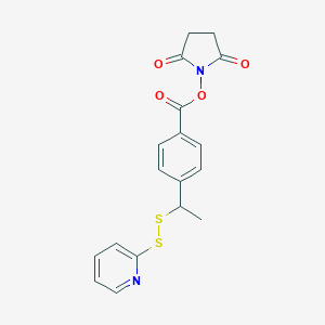 molecular formula C18H16N2O4S2 B048504 4-琥珀酰亚胺基羰基-α-甲基-α(2-吡啶二硫)甲苯 CAS No. 112241-19-7