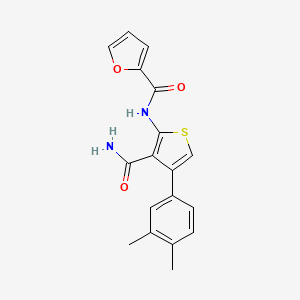 molecular formula C18H16N2O3S B4850408 N-[3-CARBAMOYL-4-(3,4-DIMETHYLPHENYL)-2-THIENYL]-2-FURAMIDE 