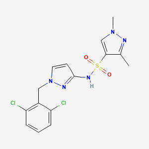 molecular formula C15H15Cl2N5O2S B4850729 N~4~-[1-(2,6-DICHLOROBENZYL)-1H-PYRAZOL-3-YL]-1,3-DIMETHYL-1H-PYRAZOLE-4-SULFONAMIDE 