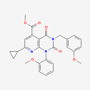 molecular formula C27H25N3O6 B4850772 METHYL 7-CYCLOPROPYL-1-(2-METHOXYPHENYL)-3-[(3-METHOXYPHENYL)METHYL]-2,4-DIOXO-1H,2H,3H,4H-PYRIDO[2,3-D]PYRIMIDINE-5-CARBOXYLATE 
