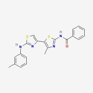 molecular formula C21H18N4OS2 B4850779 N-[4-methyl-5-[2-(3-methylanilino)-1,3-thiazol-4-yl]-1,3-thiazol-2-yl]benzamide 