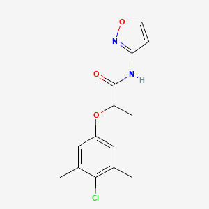 molecular formula C14H15ClN2O3 B4850806 2-(4-CHLORO-3,5-DIMETHYLPHENOXY)-N-(3-ISOXAZOLYL)PROPANAMIDE 