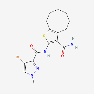 molecular formula C16H19BrN4O2S B4850831 N-[3-(AMINOCARBONYL)-4,5,6,7,8,9-HEXAHYDROCYCLOOCTA[B]THIOPHEN-2-YL]-4-BROMO-1-METHYL-1H-PYRAZOLE-3-CARBOXAMIDE 