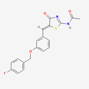 molecular formula C19H15FN2O3S B4850913 N-[(5Z)-5-{3-[(4-fluorobenzyl)oxy]benzylidene}-4-oxo-4,5-dihydro-1,3-thiazol-2-yl]acetamide 