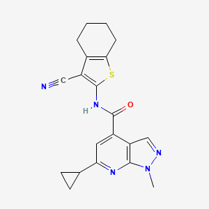 molecular formula C20H19N5OS B4850943 N-(3-cyano-4,5,6,7-tetrahydro-1-benzothiophen-2-yl)-6-cyclopropyl-1-methyl-1H-pyrazolo[3,4-b]pyridine-4-carboxamide 