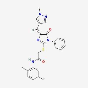 molecular formula C24H23N5O2S B4850950 N-(2,5-DIMETHYLPHENYL)-2-({4-[(E)-1-(1-METHYL-1H-PYRAZOL-4-YL)METHYLIDENE]-5-OXO-1-PHENYL-4,5-DIHYDRO-1H-IMIDAZOL-2-YL}SULFANYL)ACETAMIDE 