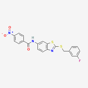 molecular formula C21H14FN3O3S2 B4851128 N-{2-[(3-fluorobenzyl)sulfanyl]-1,3-benzothiazol-6-yl}-4-nitrobenzamide 