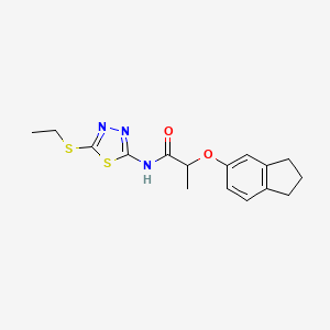 molecular formula C16H19N3O2S2 B4851484 2-(2,3-dihydro-1H-inden-5-yloxy)-N-[5-(ethylsulfanyl)-1,3,4-thiadiazol-2-yl]propanamide 