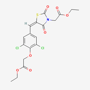molecular formula C18H17Cl2NO7S B4851694 ethyl 2-[(5E)-5-[[3,5-dichloro-4-(2-ethoxy-2-oxoethoxy)phenyl]methylidene]-2,4-dioxo-1,3-thiazolidin-3-yl]acetate 