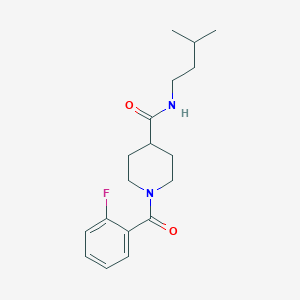molecular formula C18H25FN2O2 B4851908 1-(2-fluorobenzoyl)-N-(3-methylbutyl)piperidine-4-carboxamide 