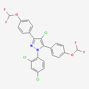molecular formula C23H13Cl3F4N2O2 B4852071 4-{4-CHLORO-1-(2,4-DICHLOROPHENYL)-3-[4-(DIFLUOROMETHOXY)PHENYL]-1H-PYRAZOL-5-YL}PHENYL DIFLUOROMETHYL ETHER 