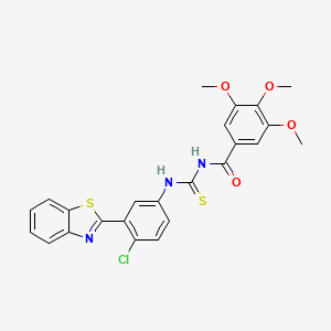 molecular formula C24H20ClN3O4S2 B4852135 N-{[3-(1,3-benzothiazol-2-yl)-4-chlorophenyl]carbamothioyl}-3,4,5-trimethoxybenzamide 