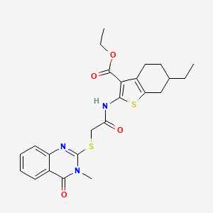 molecular formula C24H27N3O4S2 B4852218 ETHYL 6-ETHYL-2-({2-[(3-METHYL-4-OXO-3,4-DIHYDRO-2-QUINAZOLINYL)SULFANYL]ACETYL}AMINO)-4,5,6,7-TETRAHYDRO-1-BENZOTHIOPHENE-3-CARBOXYLATE 