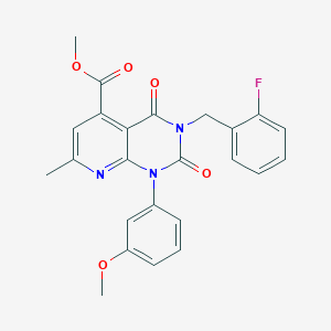 molecular formula C24H20FN3O5 B4852264 METHYL 3-[(2-FLUOROPHENYL)METHYL]-1-(3-METHOXYPHENYL)-7-METHYL-2,4-DIOXO-1H,2H,3H,4H-PYRIDO[2,3-D]PYRIMIDINE-5-CARBOXYLATE 