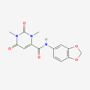 molecular formula C14H13N3O5 B4852413 N-(2H-1,3-BENZODIOXOL-5-YL)-1,3-DIMETHYL-2,6-DIOXO-1,2,3,6-TETRAHYDROPYRIMIDINE-4-CARBOXAMIDE 
