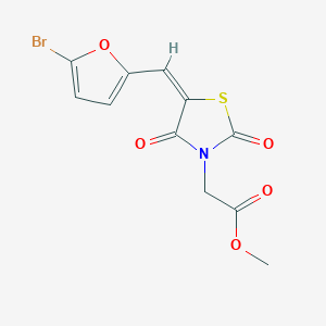 molecular formula C11H8BrNO5S B4852597 methyl {(5E)-5-[(5-bromofuran-2-yl)methylidene]-2,4-dioxo-1,3-thiazolidin-3-yl}acetate 