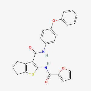 molecular formula C25H20N2O4S B4852698 N-[3-[(4-phenoxyphenyl)carbamoyl]-5,6-dihydro-4H-cyclopenta[b]thiophen-2-yl]furan-2-carboxamide 