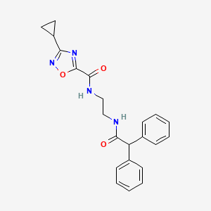 molecular formula C22H22N4O3 B4852730 3-cyclopropyl-N~5~-{2-[(2,2-diphenylacetyl)amino]ethyl}-1,2,4-oxadiazole-5-carboxamide 