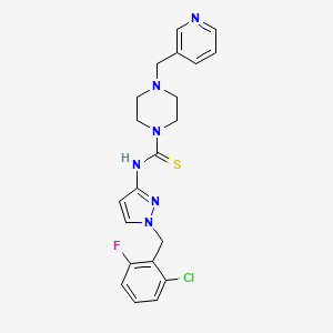 molecular formula C21H22ClFN6S B4853011 N~1~-[1-(2-CHLORO-6-FLUOROBENZYL)-1H-PYRAZOL-3-YL]-4-(3-PYRIDYLMETHYL)TETRAHYDRO-1(2H)-PYRAZINECARBOTHIOAMIDE 