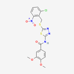 molecular formula C18H15ClN4O5S2 B4853220 N-[5-[(2-chloro-6-nitrophenyl)methylsulfanyl]-1,3,4-thiadiazol-2-yl]-3,4-dimethoxybenzamide 