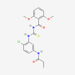 molecular formula C19H20ClN3O4S B4853231 N-{[2-chloro-5-(propanoylamino)phenyl]carbamothioyl}-2,6-dimethoxybenzamide 