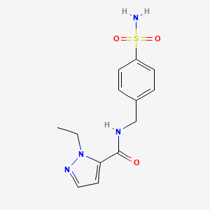 molecular formula C13H16N4O3S B4853258 N~5~-[4-(AMINOSULFONYL)BENZYL]-1-ETHYL-1H-PYRAZOLE-5-CARBOXAMIDE 
