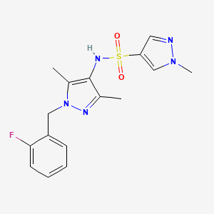 molecular formula C16H18FN5O2S B4853670 N~4~-[1-(2-FLUOROBENZYL)-3,5-DIMETHYL-1H-PYRAZOL-4-YL]-1-METHYL-1H-PYRAZOLE-4-SULFONAMIDE 