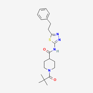 molecular formula C21H28N4O2S B4853702 1-(2,2-dimethylpropanoyl)-N-[5-(2-phenylethyl)-1,3,4-thiadiazol-2-yl]piperidine-4-carboxamide 