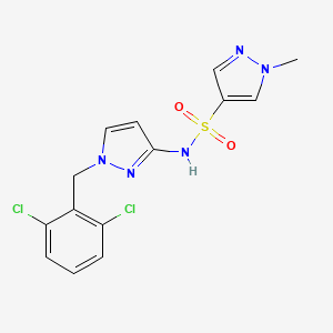 molecular formula C14H13Cl2N5O2S B4853704 N~4~-[1-(2,6-DICHLOROBENZYL)-1H-PYRAZOL-3-YL]-1-METHYL-1H-PYRAZOLE-4-SULFONAMIDE 