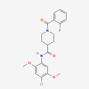 molecular formula C21H22ClFN2O4 B4853727 N-(4-chloro-2,5-dimethoxyphenyl)-1-(2-fluorobenzoyl)piperidine-4-carboxamide 