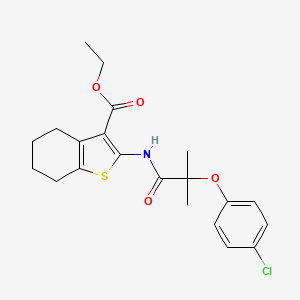 molecular formula C21H24ClNO4S B4853968 ETHYL 2-[2-(4-CHLOROPHENOXY)-2-METHYLPROPANAMIDO]-4,5,6,7-TETRAHYDRO-1-BENZOTHIOPHENE-3-CARBOXYLATE 