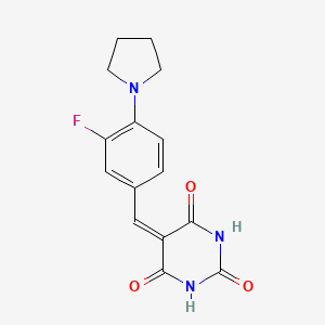 molecular formula C15H14FN3O3 B4854046 5-[3-fluoro-4-(pyrrolidin-1-yl)benzylidene]pyrimidine-2,4,6(1H,3H,5H)-trione 