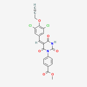 molecular formula C22H14Cl2N2O6 B4854110 methyl 4-[(5E)-5-[(3,5-dichloro-4-prop-2-ynoxyphenyl)methylidene]-2,4,6-trioxo-1,3-diazinan-1-yl]benzoate 