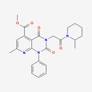 molecular formula C24H26N4O5 B4854372 Methyl 7-methyl-3-[2-(2-methylpiperidin-1-yl)-2-oxoethyl]-2,4-dioxo-1-phenyl-1,2,3,4-tetrahydropyrido[2,3-d]pyrimidine-5-carboxylate 