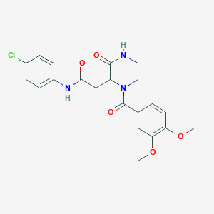 molecular formula C21H22ClN3O5 B4854390 N-(4-chlorophenyl)-2-{1-[(3,4-dimethoxyphenyl)carbonyl]-3-oxopiperazin-2-yl}acetamide CAS No. 1032190-60-5