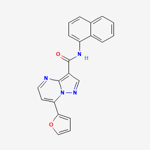 molecular formula C21H14N4O2 B4855042 Pyrazolo[1,5-a]pyrimidine-3-carboxamide, 7-(2-furanyl)-N-1-naphthalenyl- 