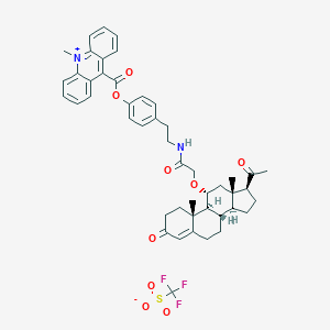 molecular formula C47H51F3N2O9S B048551 11-Progesterone acridinium estertrifluoromethanesulfonate CAS No. 113578-24-8