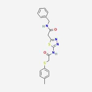 molecular formula C20H20N4O2S2 B4855124 N-benzyl-2-[5-[[2-(4-methylphenyl)sulfanylacetyl]amino]-1,3,4-thiadiazol-2-yl]acetamide 