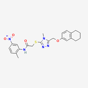 molecular formula C23H25N5O4S B4855266 N-(2-methyl-5-nitrophenyl)-2-[[4-methyl-5-(5,6,7,8-tetrahydronaphthalen-2-yloxymethyl)-1,2,4-triazol-3-yl]sulfanyl]acetamide 