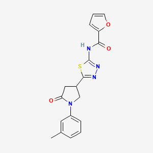 molecular formula C18H16N4O3S B4855284 N-{5-[1-(3-methylphenyl)-5-oxopyrrolidin-3-yl]-1,3,4-thiadiazol-2-yl}furan-2-carboxamide 